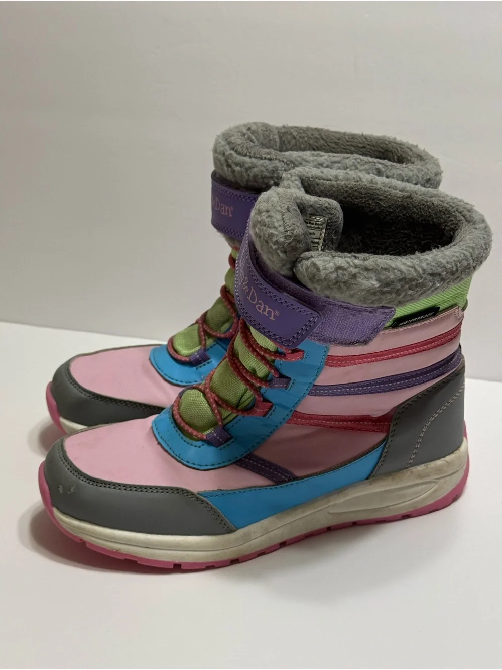 Lily & Dan Pink Multi-Color Winter Snow Boots Girls Sz 4